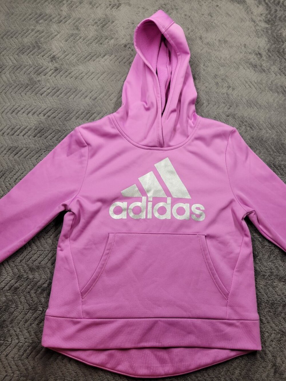 Adidas girls fleece pullover hoodie size 10/12 pink new with tags